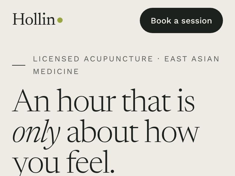 Acupuncture practice website design: mobile home page