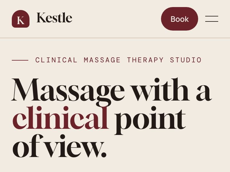 Massage therapy website design: mobile home page