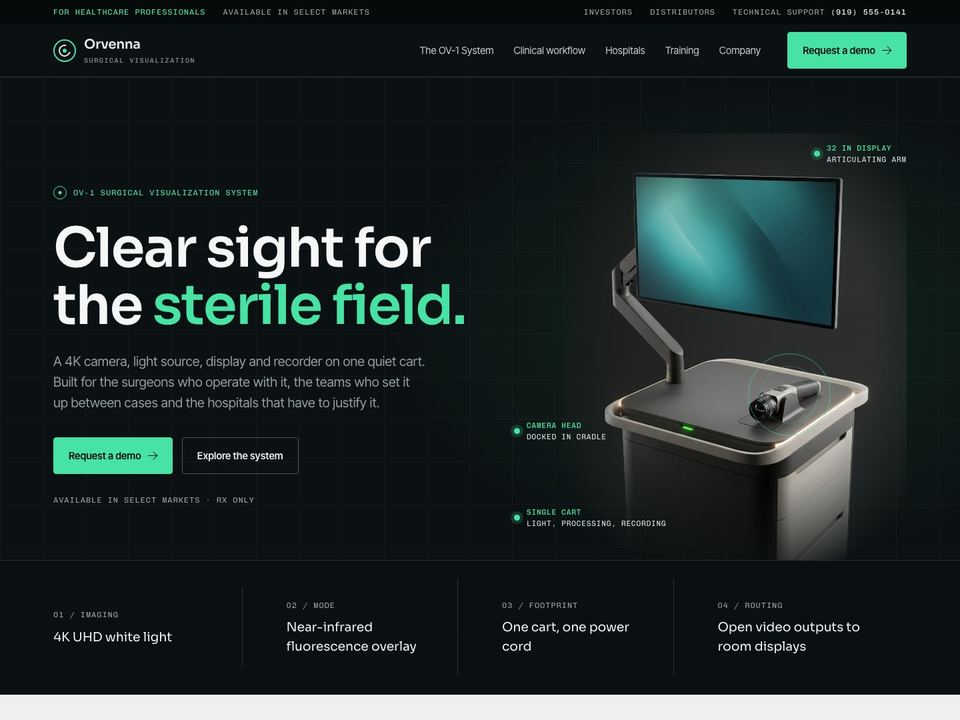 Medical device company website design: home page