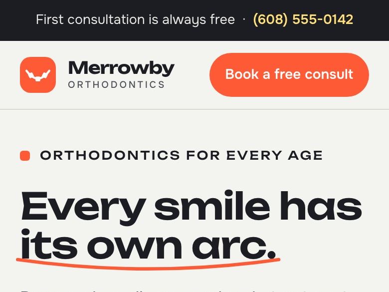 Orthodontic practice website design: mobile home page
