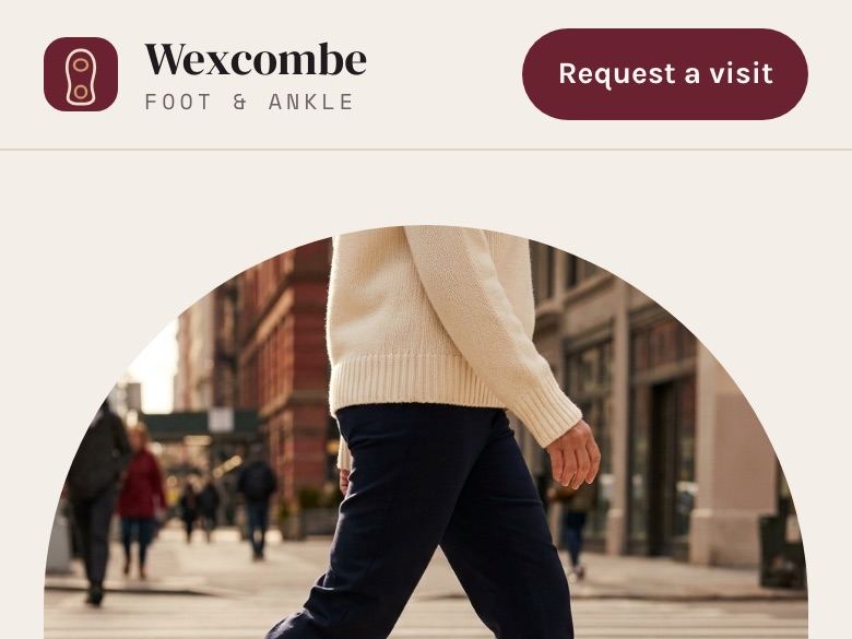 Podiatry practice website design: mobile home page