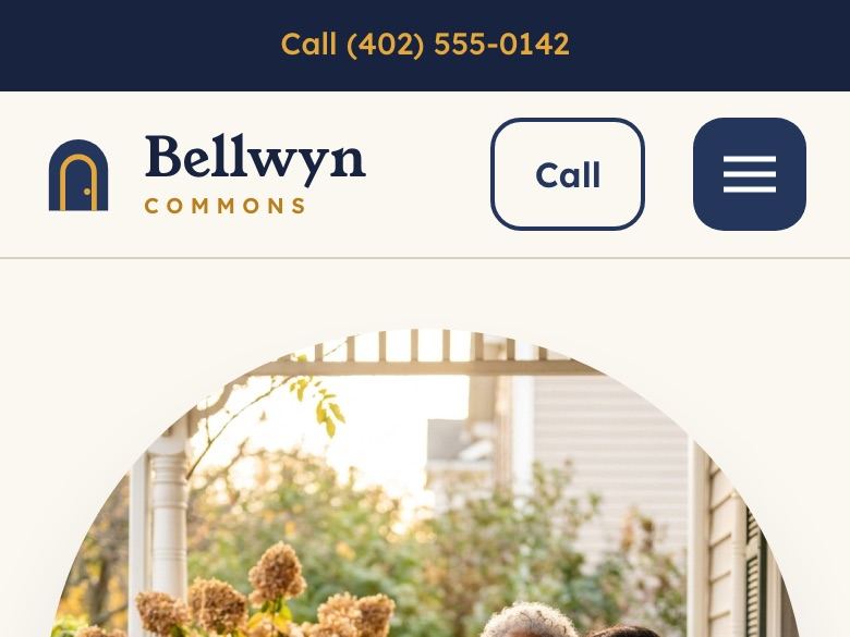 Senior living website design: mobile home page