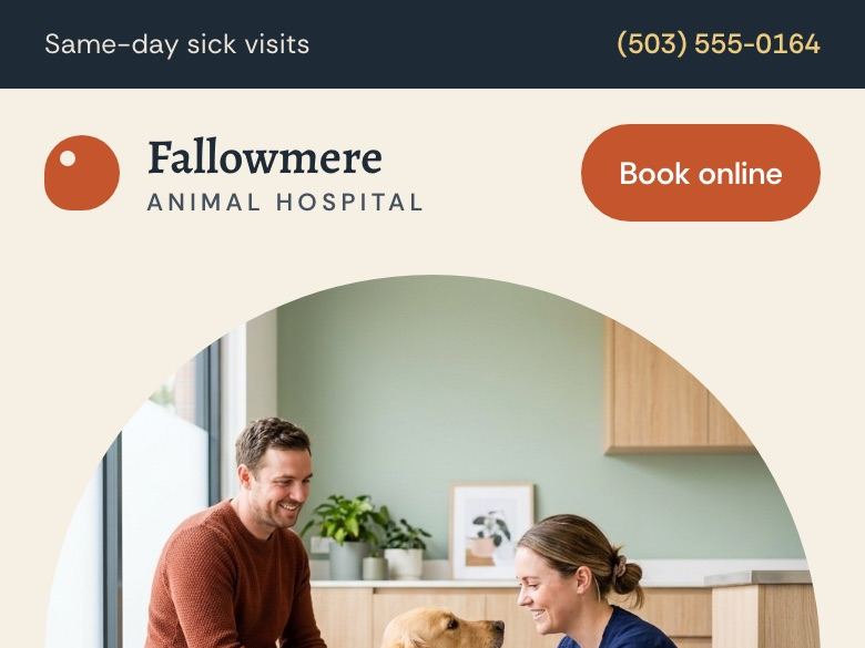 Veterinary hospital website design: mobile home page