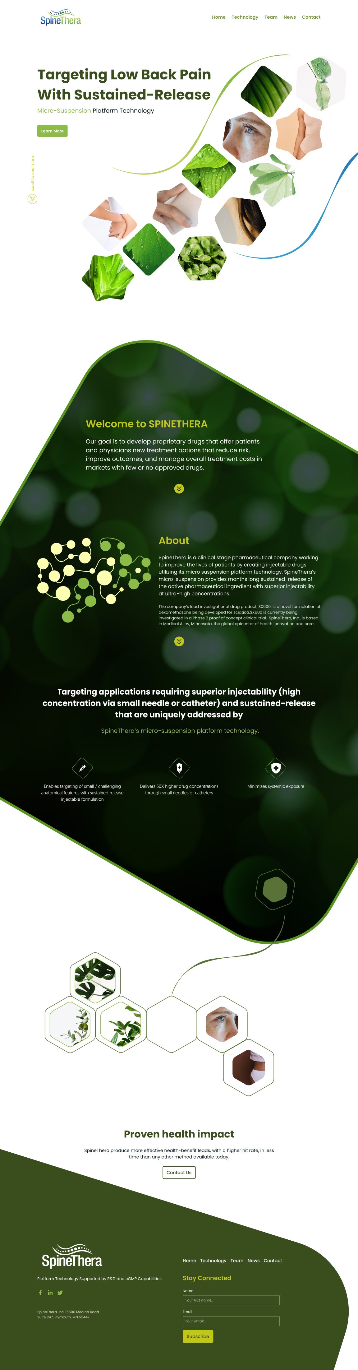 Spinethera website design: Homepage V.3.0